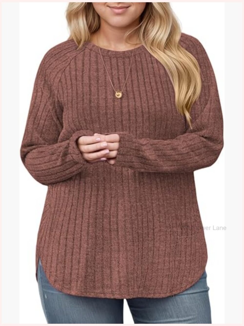 Plus Size Oversized Crewneck Sweater Women Ribbed Knit Long Sleeve Pullover